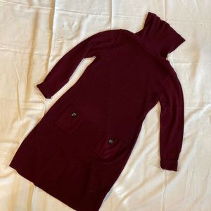 Turtleneck Sweater Dress Burgundy color, size L